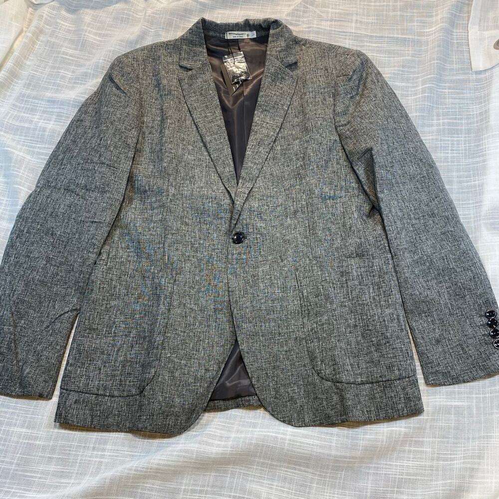 Brand New Elite Spirit Mens Large Heather Gray 1 Button Blazer Suit Jacket